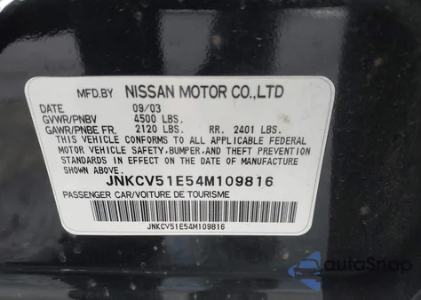 2004 Infiniti G35 from USA, damaged, VIN JNKCV51E54M109816